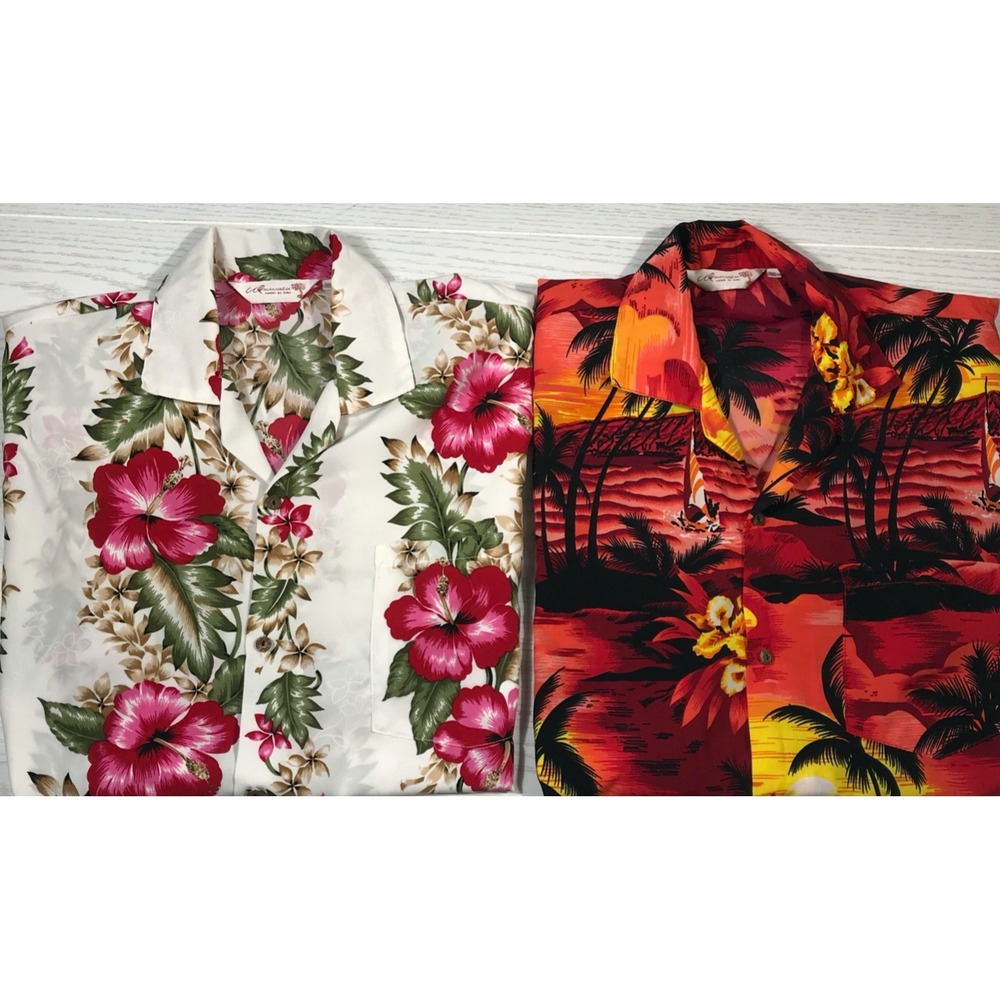 Lot Of 2 Hawaiian Shirt Mens XL Uluwatu Short Sleeve Button Up Lightweight Dad